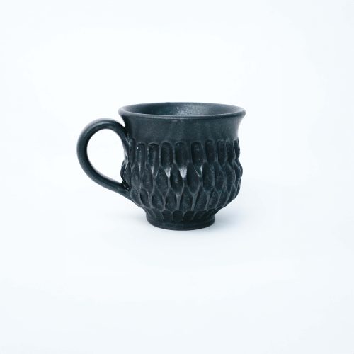 Κεραμική Κούπα Μπομπέ Σκαλιστή Obsidian